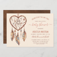 Boho Chic Dream Catcher Rustic Tribal Baby Shower Invitation