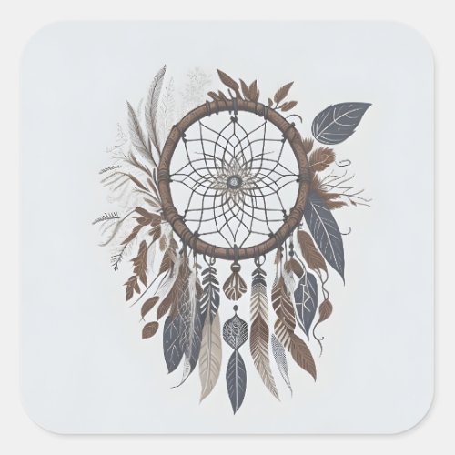 Boho Chic Dreamcatcher Earthy Toned Infused Charm Square Sticker