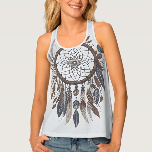 Boho Chic Dreamcatcher Earthy Toned Infused Charm Tank Top