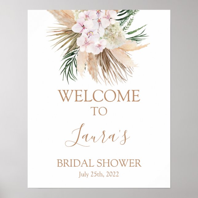 Boho chic Dried Palms Bridal Welcome sign (Front)