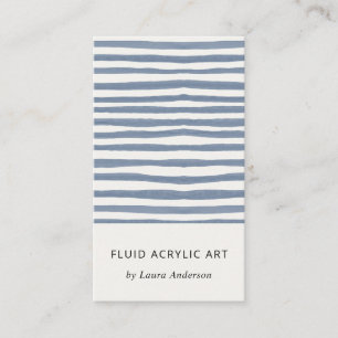 Boho Chic Dusky Blue Watercolor Hand Drawn Strips Business Card