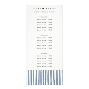 Boho Chic Dusky Blue Watercolor Hand Drawn Strips Rack Card