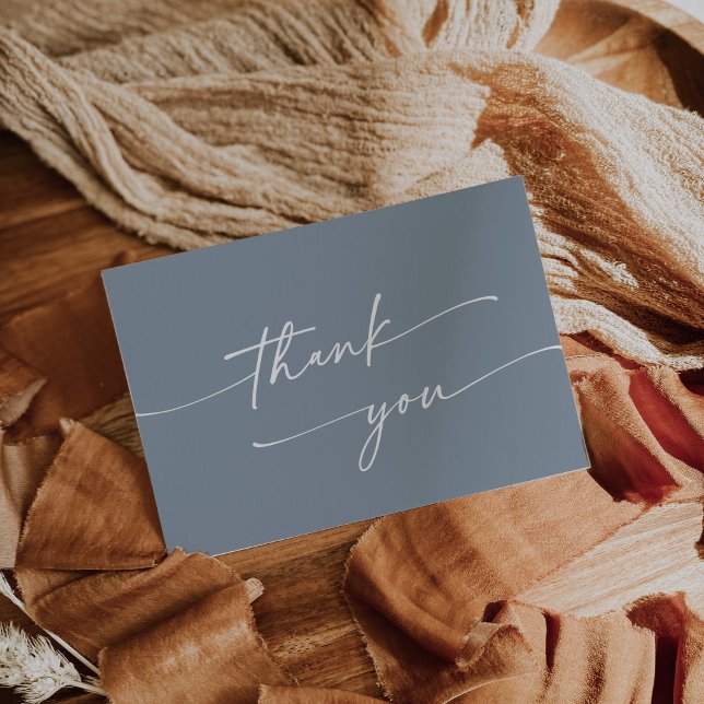 Boho Chic Dusty Blue Flat Wedding Thank You Card (Creator Uploaded)