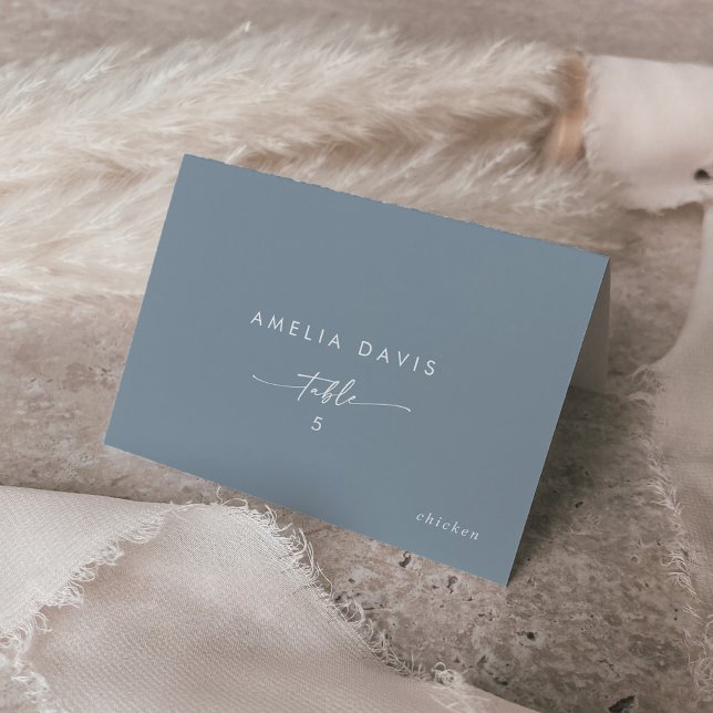 Boho Chic Dusty Blue Guest Name Place Cards (Creator Uploaded)