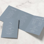 Boho Chic Dusty Blue Monogram Wedding Tri-Fold Program<br><div class="desc">This boho chic dusty blue monogram wedding tri-fold program is perfect for a minimalist wedding. The neutral light blue gray modern bohemian design features simple rustic calligraphy with a unique yet classic style. Personalize your wedding program with your initials, names, wedding date and location, your favorite quote or lyric, order...</div>