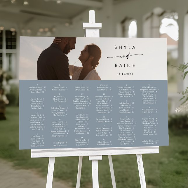 Boho Chic Dusty Blue Photo Seating Chart Foam Board (Creator Uploaded)