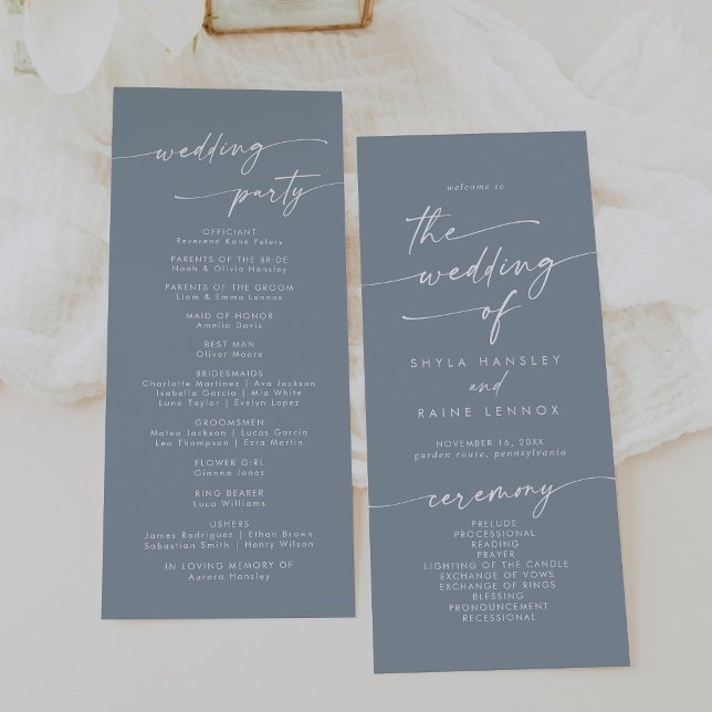 Boho Chic Dusty Blue Tea Length Wedding Program (Creator Uploaded)