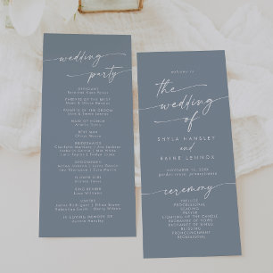 Boho Chic Dusty Blue Tea Length Wedding Program