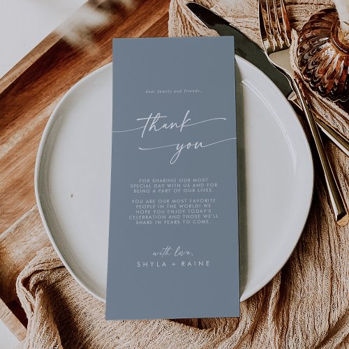 Boho Chic Dusty Blue Thank You Place Card