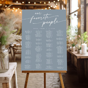 Boho Chic Dusty Blue Wedding Seating Chart Foam Board