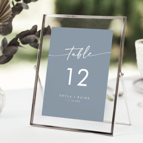 Boho Chic Dusty Blue Wedding Table Numbers
