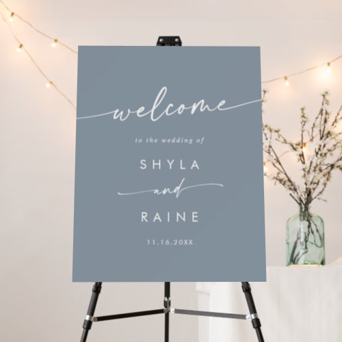 Boho Chic Dusty Blue Wedding Welcome Sign