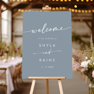 Boho Chic Dusty Blue Wedding Welcome Sign