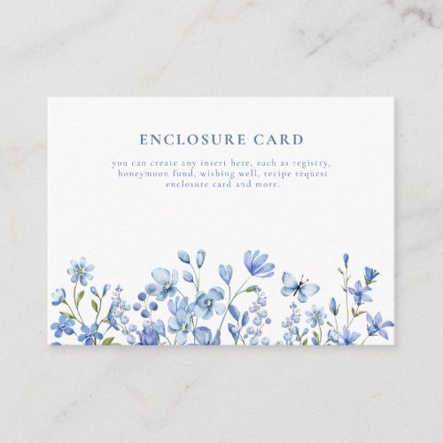 Boho Chic Dusty Blue Wildflower Enclosure Card