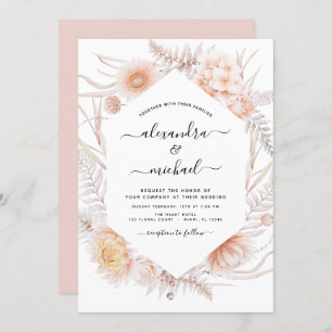 Boho Chic Dusty Pink Desert Wedding Invitation