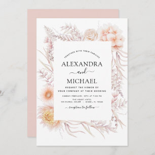 Boho Chic Dusty Pink Desert Wedding Invitation