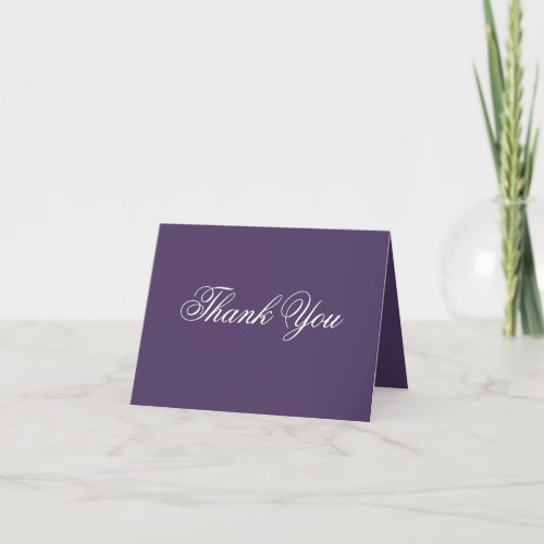 Boho Chic Dusty Purple Classic Script Elegant Thank You Card