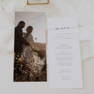 Boho Chic Dusty Purple Photo Wedding Menu