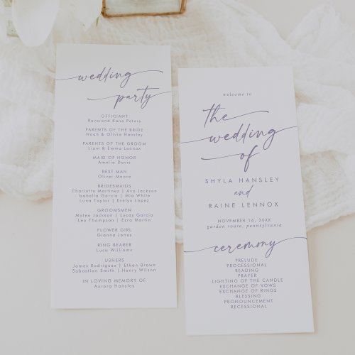 Boho Chic Dusty Purple Tea Length Wedding Program