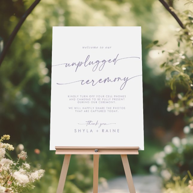 Boho Chic Dusty Purple Unplugged Ceremony Sign (Creator Uploaded)