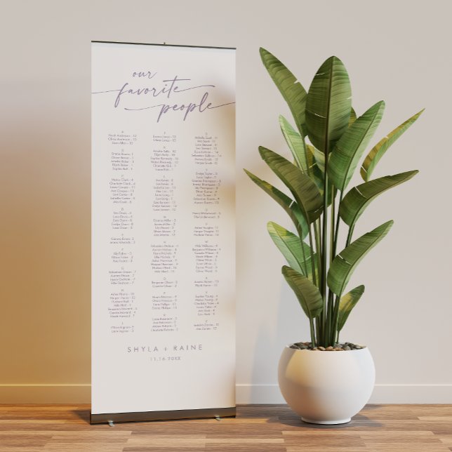 Boho Chic Dusty Purple Wedding Seating Chart Retractable Banner (Creator Uploaded)