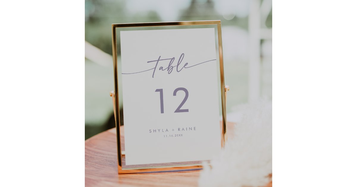 Boho Chic Dusty Purple Wedding Table Numbers | Zazzle