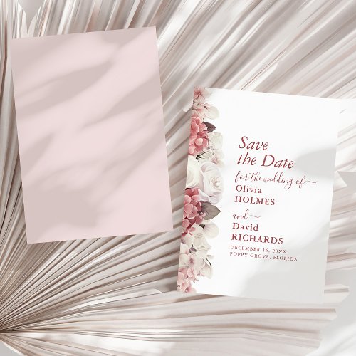 Boho Chic Dusty Rose Hydrangea Wedding  Save The Date