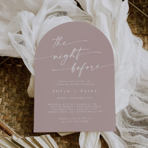 Boho Chic Dusty Rose Pink Arch Rehearsal Dinner Invitation