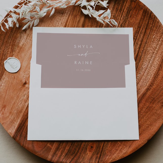 Boho Chic Dusty Rose Pink Couples Name Wedding Envelope Liner (Creator Uploaded)