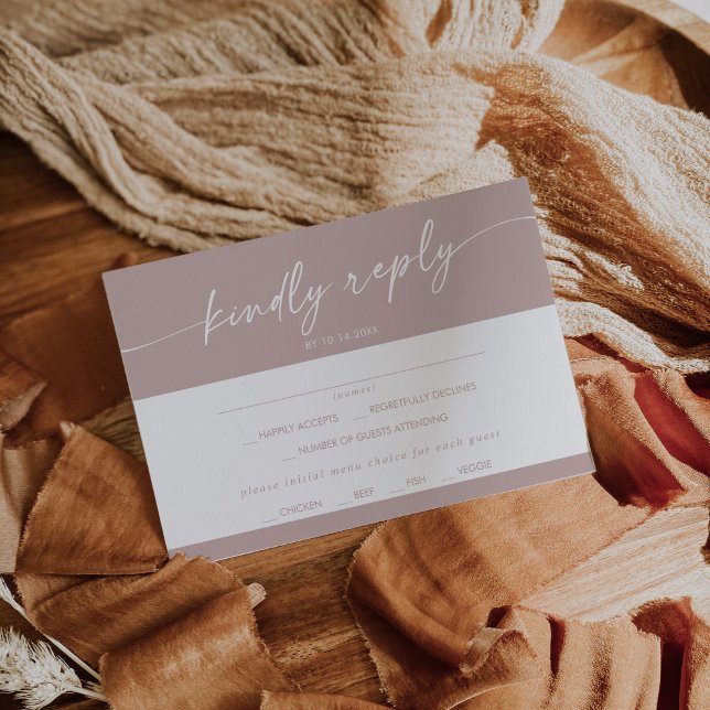 Boho Chic Dusty Rose Pink Menu Choice RSVP Card (Creator Uploaded)
