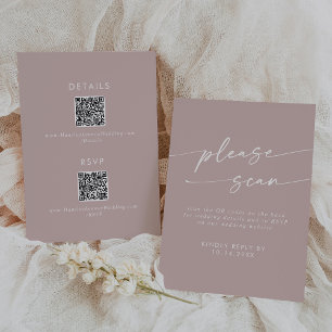 Boho Chic Dusty Rose Pink QR Code Details RSVP Card