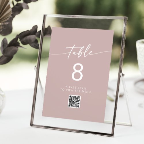 Boho Chic Dusty Rose Pink QR Code Table Numbers