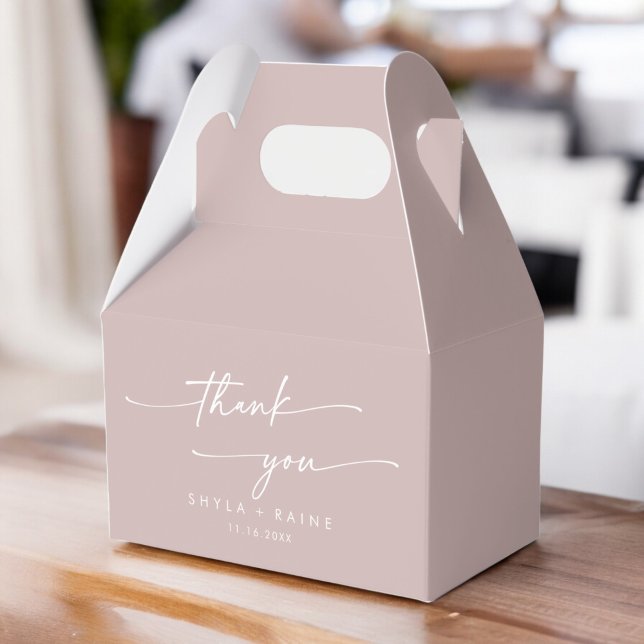 Boho Chic Dusty Rose Pink Thank You Wedding Favor Boxes (Creator Uploaded)