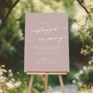 Boho Chic Dusty Rose Pink Unplugged Ceremony Sign