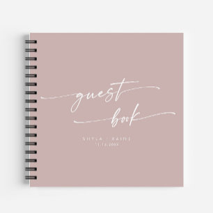 Boho Chic Dusty Rose Pink Wedding Guest Book
