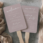 Boho Chic Dusty Rose Pink Wedding Program Hand Fan<br><div class="desc">This boho chic dusty rose pink wedding program hand fan is perfect for a minimalist wedding ceremony. The neutral rose gold blush pink modern bohemian design features simple rustic calligraphy with a unique yet classic style. Personalize your wedding program with you names, wedding date, location, thank you message, order of...</div>