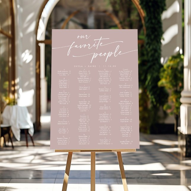 Boho Chic Dusty Rose Pink Wedding Seating Chart Foam Board (Creator Uploaded)