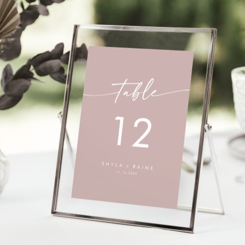 Boho Chic Dusty Rose Pink Wedding Table Numbers