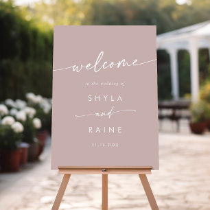 Boho Chic Dusty Rose Pink Wedding Welcome Sign