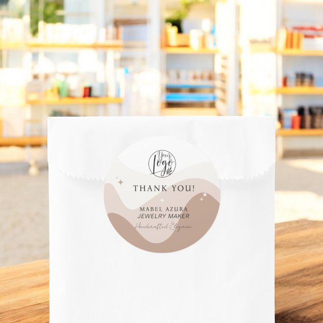 Boho chic earth tone Jewelry maker thank you Classic Round Sticker (Boho chic earth tone Jewelry maker thank you Classic Round Sticker)