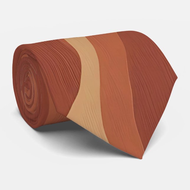 Boho Chic Earthy Swirls Neck Tie (Rolled)