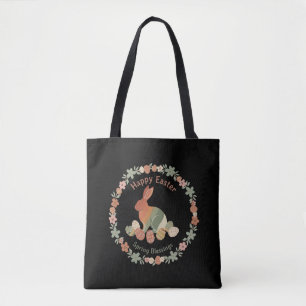 Boho Chic Easter Bunny Floral Wreath & Eggs Sprin Tote Bag