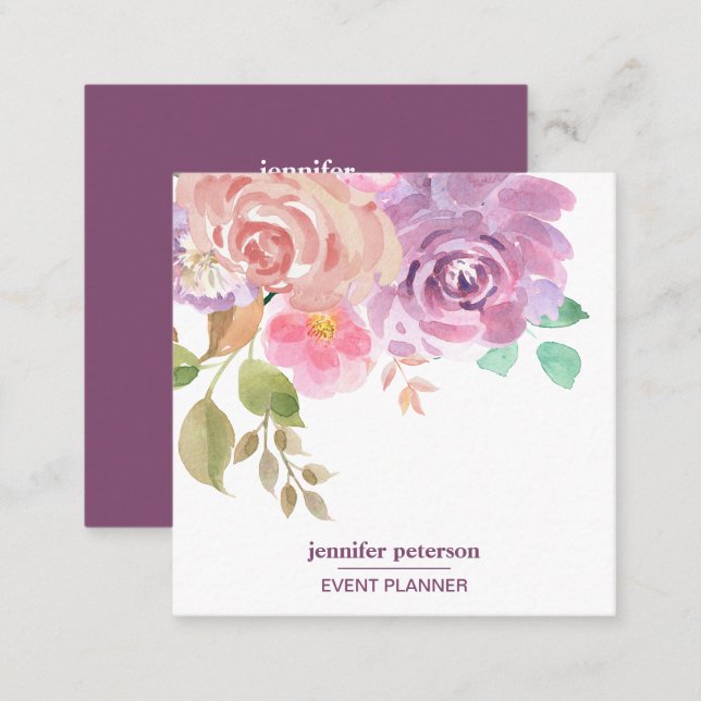 Boho chic Elegant bloom peony  Social Media Icons Square Business Card (Front/Back)