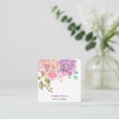 Boho chic Elegant bloom peony  Social Media Icons Square Business Card (Standing Front)