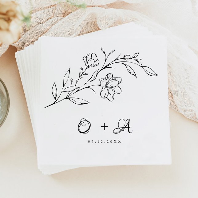 Boho Chic Elegant Couple Monogram Wedding Napkins (Creator Uploaded)