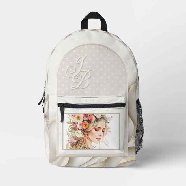 Boho Chic Elegant Monogram Printed Backpack | Zazzle display picture 2