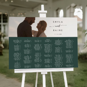 Boho Chic Emerald Green Photo Seating Chart Foam Board