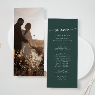 Boho Chic Emerald Green Photo Wedding Menu
