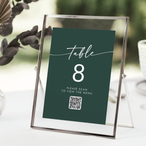 Boho Chic Emerald Green QR Code Table Numbers