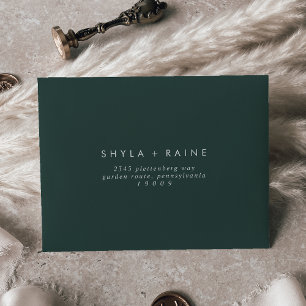 Boho Chic Emerald Green Self-Addressed RSVP Envelope